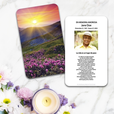 Show details for Purple Fields Spanish Prayer Card