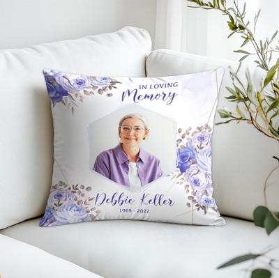 Show details for Purple Gold Floral Pillow