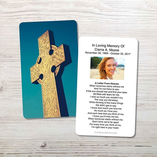 Show details for Celtic Cross Blue Sky 2 Memorial Card