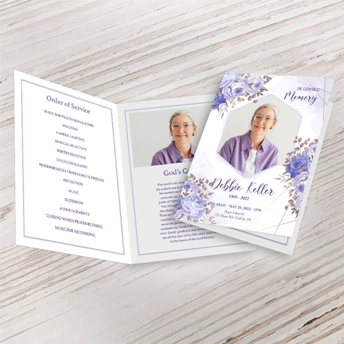 Show details for Purple Gold Floral Funeral Program (MegaEdit)