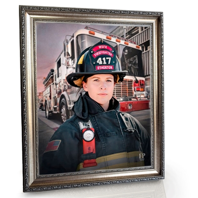 Show details for Framed Memorial Portrait - Guardian of the City 1 Lifescape Background