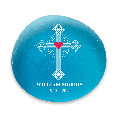 Show details for Frosted Light Blue Cross Memorial Stones