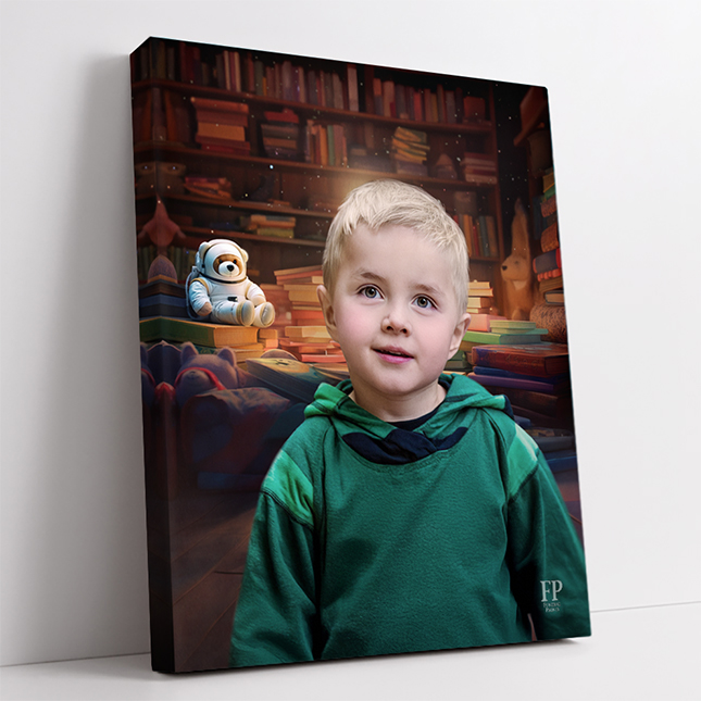 Show details for Wrapped Canvas Memorial Portrait - World of Imagination Lifescape Background