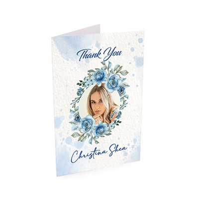 Show details for Blue Round Floral Thank You Card