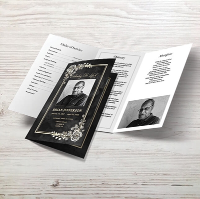 Show details for Black Floral Border Trifold Program