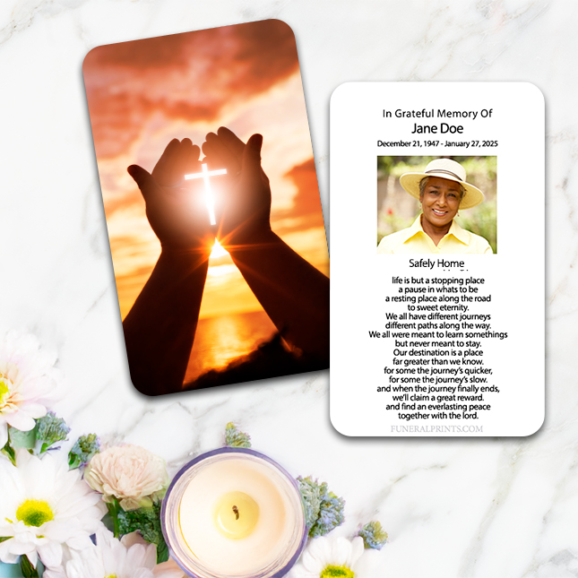 Show details for Cross in Hand Spanish Prayer Card