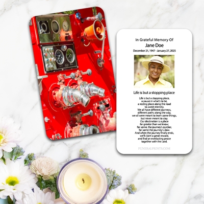 Show details for Red Fire Engine Large Memorial Card (3" x 4.75")