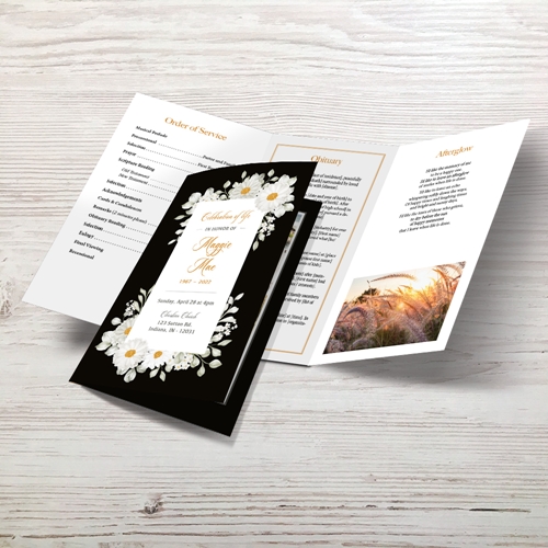 Picture of White Floral Trifold Program