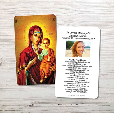 Show details for Virgin Mary with Jesus Memorial Card