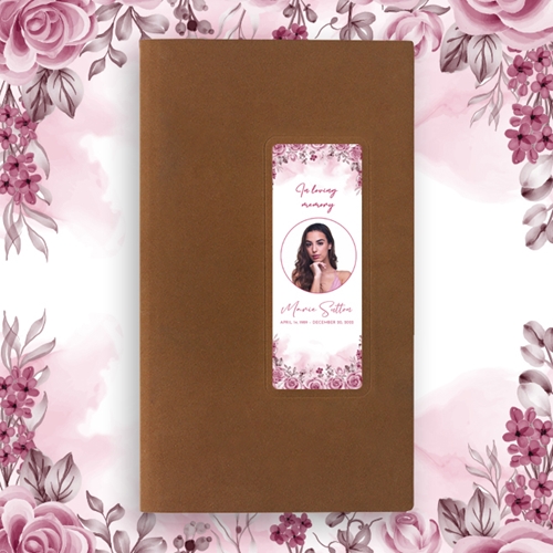 Show details for Pink Floral Border Guest Book - Brown