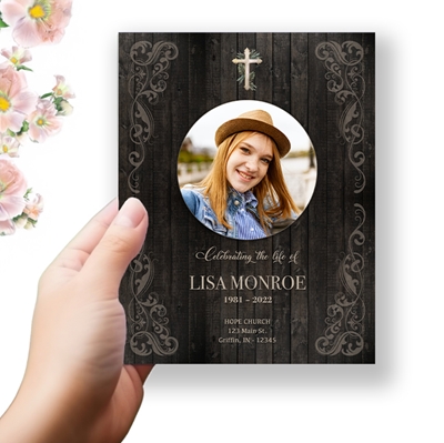 Show details for Rustic Light Brown Funeral Program 