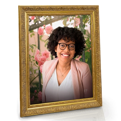 Show details for Framed Memorial Portrait - Entwined Blooms Lifescape Background
