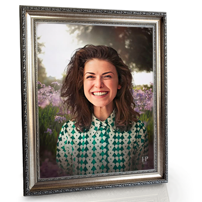 Show details for Framed Memorial Portrait - Lavender Field Lifescapes Background