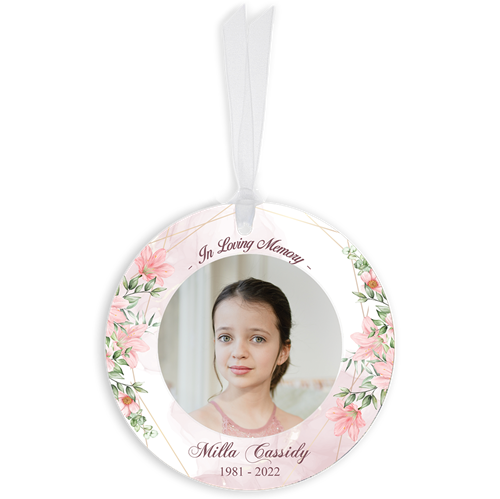 Show details for Pink Gold Floral Circle Ornaments