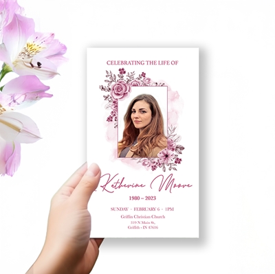 Show details for Pink Floral Trifold Program 
