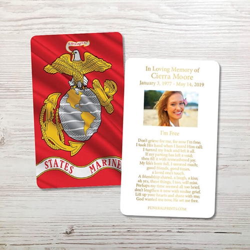 Show details for Marine Flag Gold Foil Memorial Card