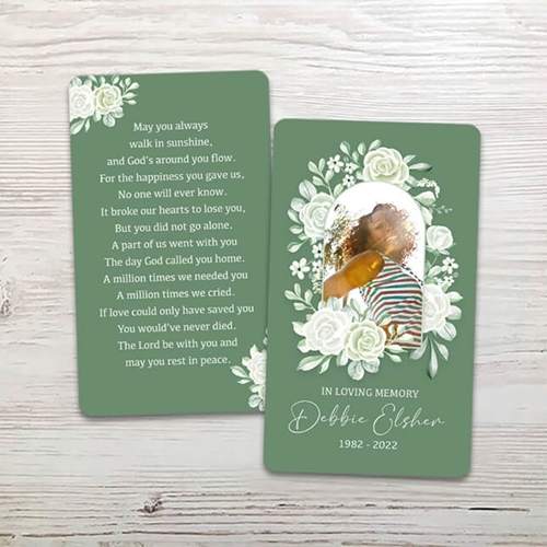 Show details for Sage Floral Memorial Card