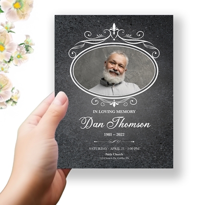 Show details for Gray Marble Funeral Program 