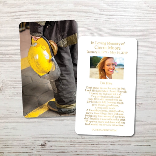 Picture of Fire Helmet 2 Gold Foil Memorial Card