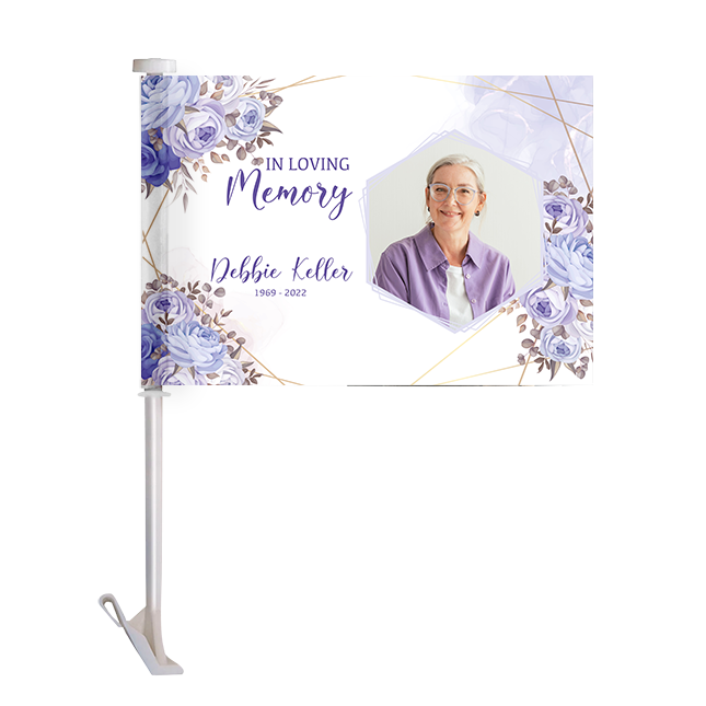 Show details for Purple Gold Floral Car Flag