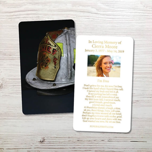 Show details for Fire Helmet Gold Foil Memorial Card