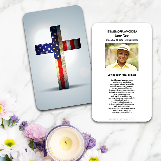 Show details for American Cross Spanish Prayer Card