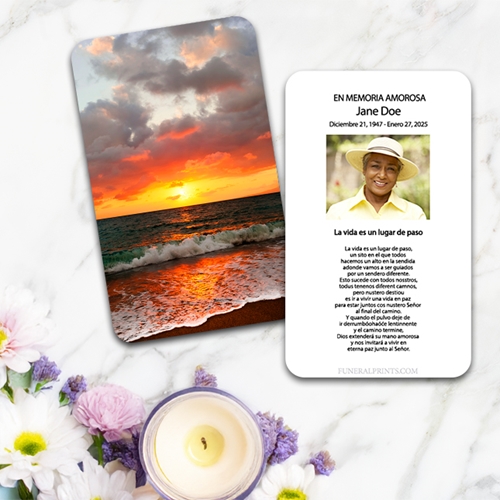 Show details for Ocean Sunset Spanish Prayer Card