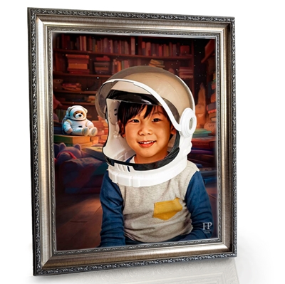 Show details for Framed Memorial Portrait - World of Imagination Lifescape Background