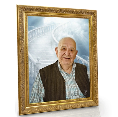 Show details for Framed Memorial Portrait - Stairway to Heaven Background