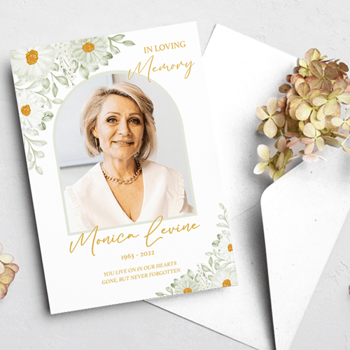 Show details for White Floral Border Announcement