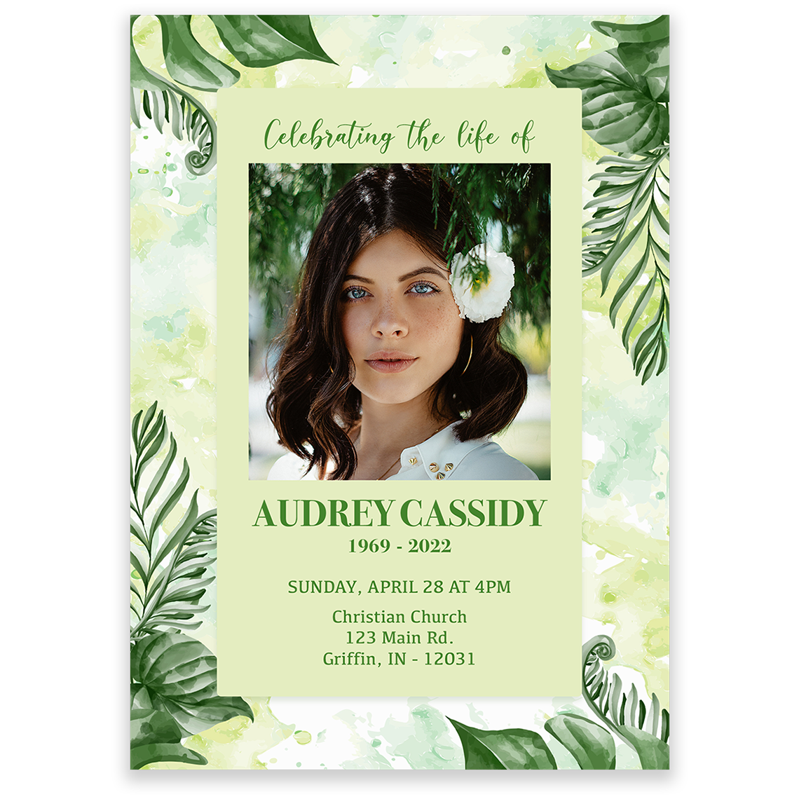 Green Leaf Watercolor Invitation