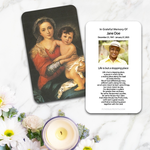 Show details for Mary & Baby Jesus 3 Large Memorial Card (3" x 4.75")