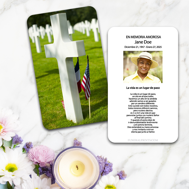 Show details for Cross Military Cemetary Spanish Prayer Card