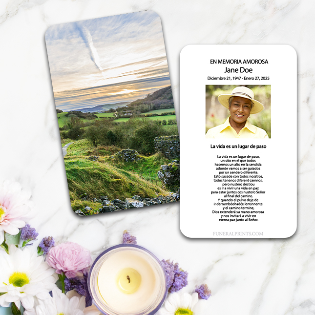 Show details for Irish Landscape Spanish Prayer Card