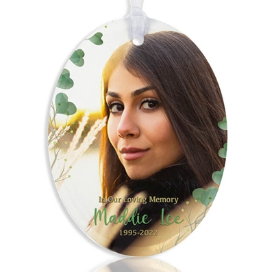 Show details for Heart Leaf Oval Ornament