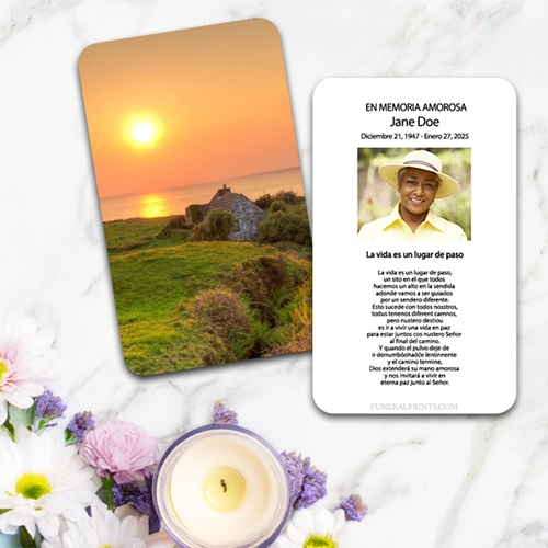 Show details for XX Irish Cottage Spanish Prayer Card