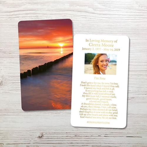 Show details for Sunset Bay Gold Foil Memorial Card