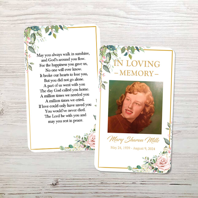 Show details for Floral Funeral Memorial Card