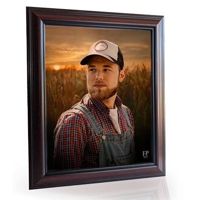 Show details for Framed Memorial Portrait - Golden Harvest Lifescape Background