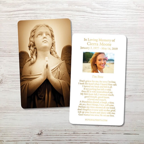 Show details for Sepia Angel Gold Foil Memorial Card