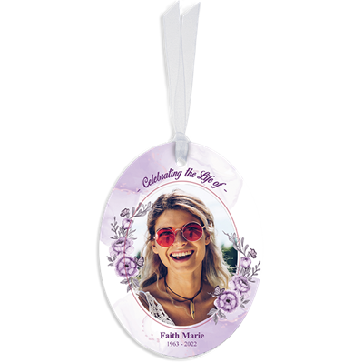 Show details for Purple Floral Oval Ornaments