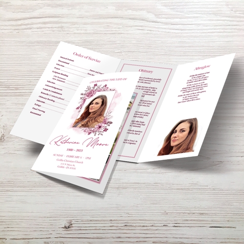 Picture of Pink Floral Trifold Program 