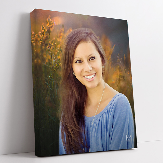 Show details for Wrapped Canvas Memorial Portrait - Sunny Meadow Lifescapes Background
