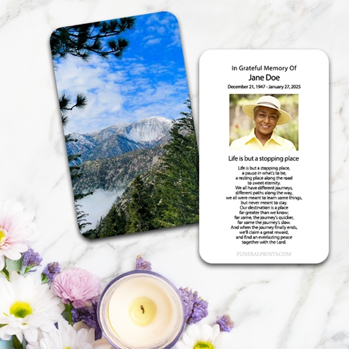 Show details for Mountains Large Memorial Card (3" x 4.75")