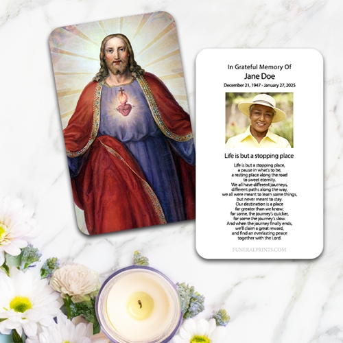 Show details for Jesus Sacred Heart Spanish Prayer Card