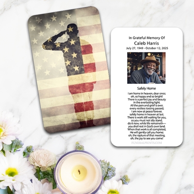 Show details for Soldier Saluting Spanish Prayer Card