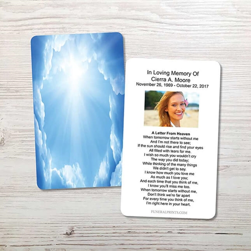 Show details for Blue Clouds Memorial Card