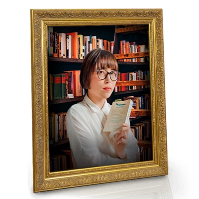 Show details for Framed Memorial Portrait - Keeper of the Stories Lifescape Background