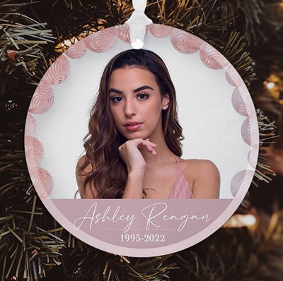 Show details for Pink Glass Circle Ornament