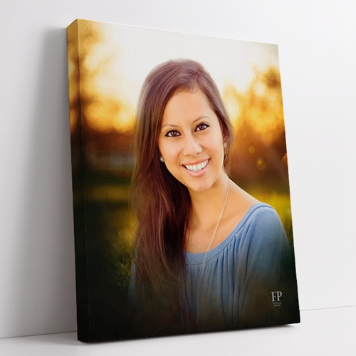 Show details for Wrapped Canvas Memorial Portrait - Sunny Meadow Lifescapes Background